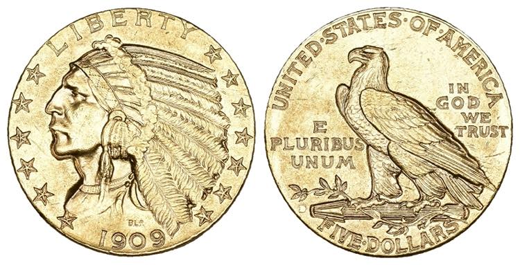USA 1909 D - USA 1909 D 5 Dollar ... 